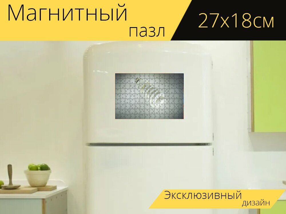 Магнитный пазл "Напольная лампа, свет, энергосберегающая лампа" на холодильник 27 x 18 см.