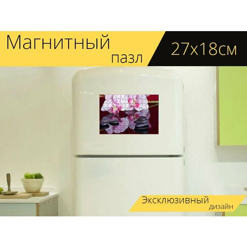 Магнитный пазл Массаж, камни, отражение на холодильник 27 x 18 см. магнитный пазл портрет отражение код на холодильник 27 x 18 см