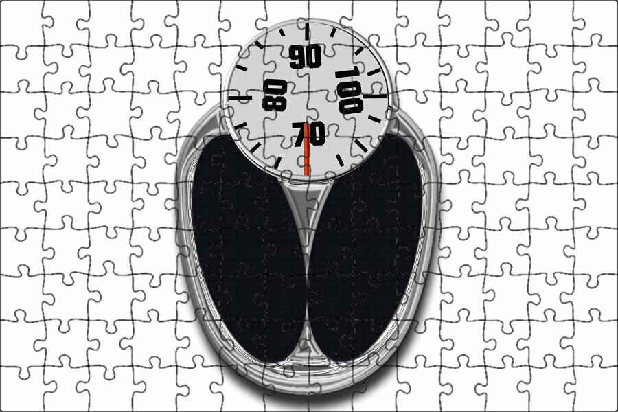 Магнитный пазл "Весы, вес, контроль" на холодильник 27 x 18 см.