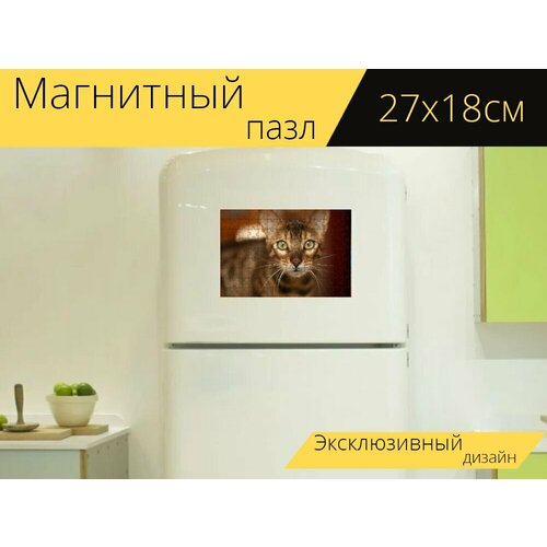 стол бенгальский кот кошка кошачий 65x65 см кухонный квадратный с принтом Магнитный пазл Бенгальский кот, кошка, кошачий на холодильник 27 x 18 см.