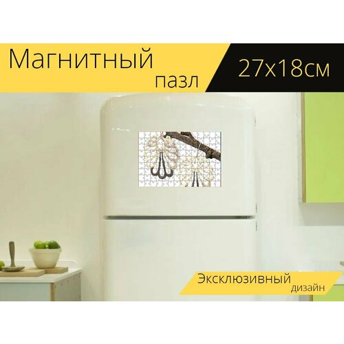 Магнитный пазл Серьги, украшения, серебро на холодильник 27 x 18 см. магнитный пазл браслет золотые украшения серьги на холодильник 27 x 18 см