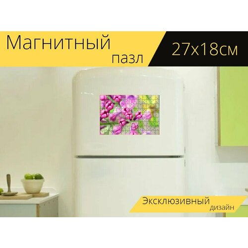 Магнитный пазл Цветок, природа, макрос на холодильник 27 x 18 см.