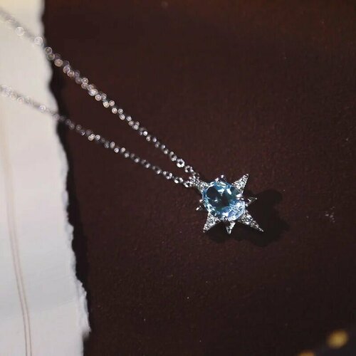 Колье MJ - Marjatta Jewelry Путеводная звезда, циркон, длина 45 см, голубой