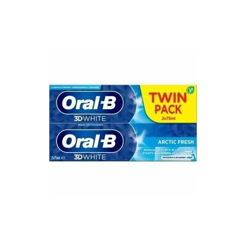 Зубная паста Oral-b 3D WHITE ARCTIC FRESH twin pack 2x75 мл 1 шт (Из Финляндии) зубная паста president white 75 мл 3 шт