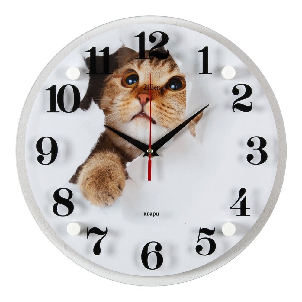 фото Часы настенные 21 век серия: Животный мир, "Кот", 30*30 см