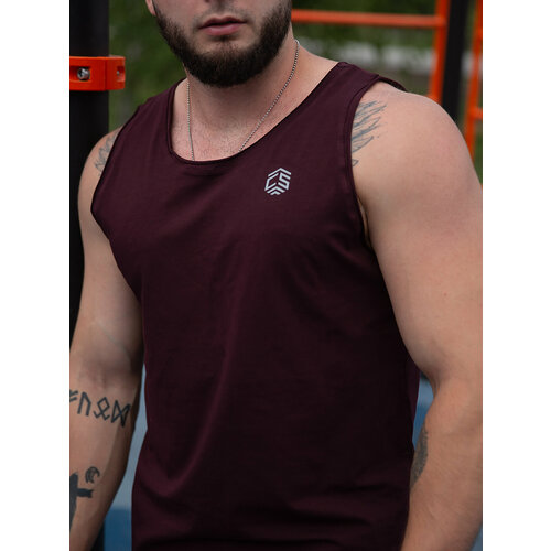 Майка CroSSSport, размер 48, бордовый мужская футболка без рукавов для бега тренажерного зала тренировок фитнеса сжимания мышц баскетбольная майка для улицы