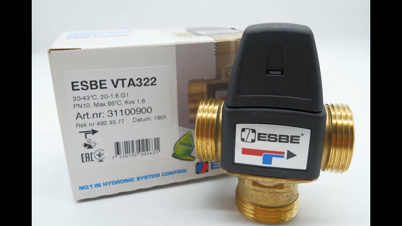 ESBE Клапан трехходовой термостатический смесительный VTA322 20-43C, НР 1", KVS 1,6 (31100900) — фото 9