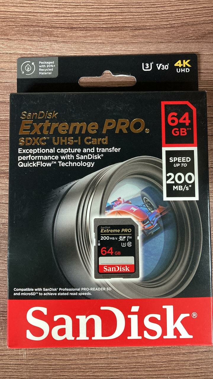 Карта памяти SANDISK 64Gb Extreme Pro SDXC UHS-I U3 V30 (200/90 MB/s)