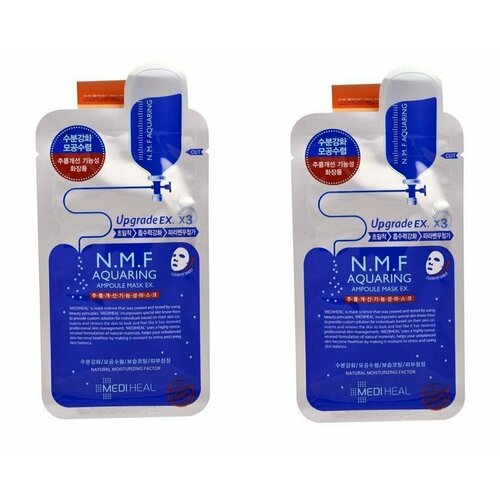 Маска для лица Mediheal, N.M.F Aquaring Ampoule Mask, тканевая, 35 мл, 2 шт mediheal маска тканевая для лица с nmf n m f aquaring ampoule mask 35 мл