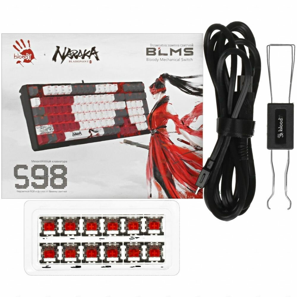 Клавиатура A4Tech Bloody S98 Naraka механическая черный/красный USB for gamer LED (S98 NARAKA)