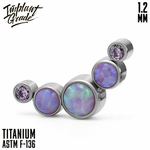 Пирсинг Implant Grade, лабрет, фианит, фиолетовый