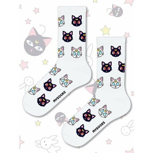 Носки MySocks, размер 36-43, белый набор манга sailor moon том 6 закладка i m an anime person магнитная 6 pack