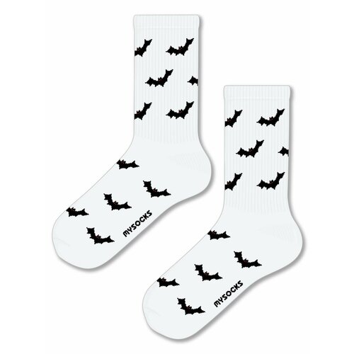 Носки MySocks, размер 36-43, белый носки мужские на halloween носки женские на хеллоуин красные с тыквами р 38 45