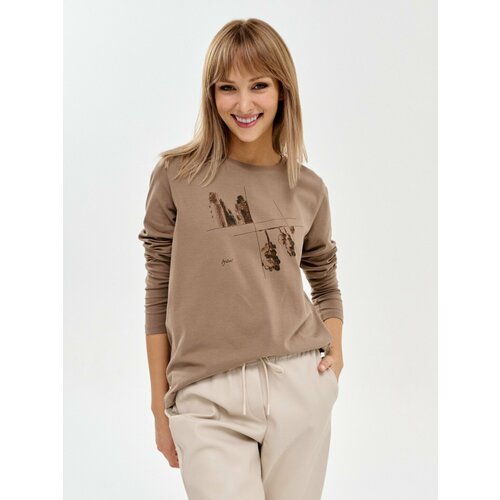 Лонгслив By Art BOYKO YULIANA Тонкий лонгслив Мокко Отражение, размер M, коричневый