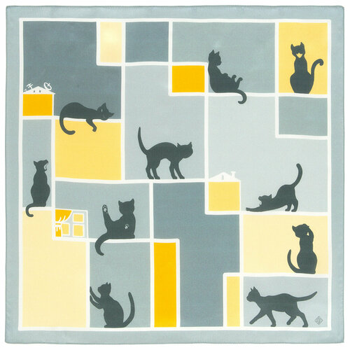 фото Платок павловопосадская платочная мануфактура,65х65 см, серый, белый