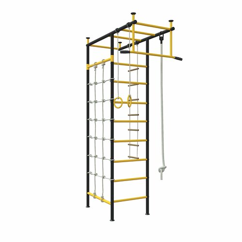 Шведская стенка с турником, рукоходом и сеткой для лазания Савушка Sport 4