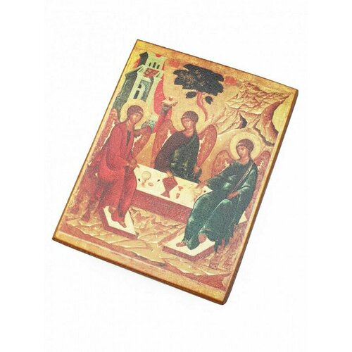 Икона Троица Ветхозаветная, под старину, 10х12 см
