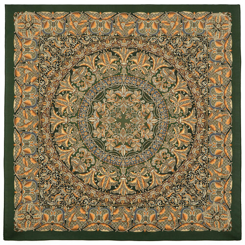 Платок Павловопосадская платочная мануфактура,80х80 см, коричневый, оранжевый платок пасьянс 796 13