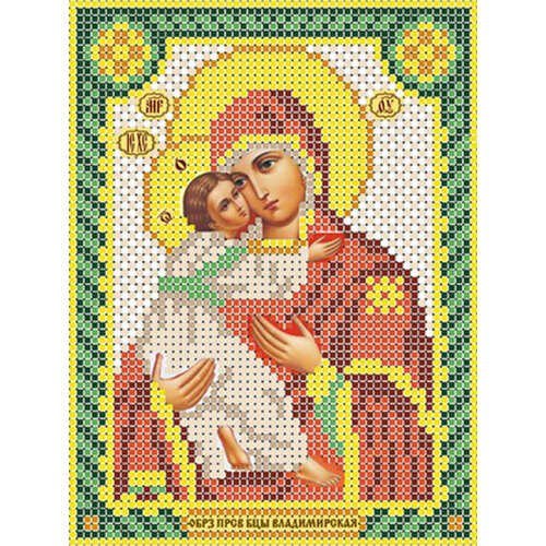 Схема для вышивания бисером (без бисера), икона "Образ Пресвятой Богородицы Владимирская" 12х16 см