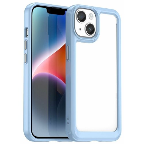 Накладка пластиковая для iPhone 15 с силиконовой окантовкой голубая накладка пластиковая матовая для apple iphone 13 с силиконовой окантовкой сиреневая