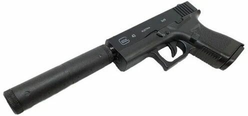 Пистолет с глушителем глок 43/Glock-43 металлический игрушечный + стреляет пульками 6 мм + (В подарок мишень И пульки)