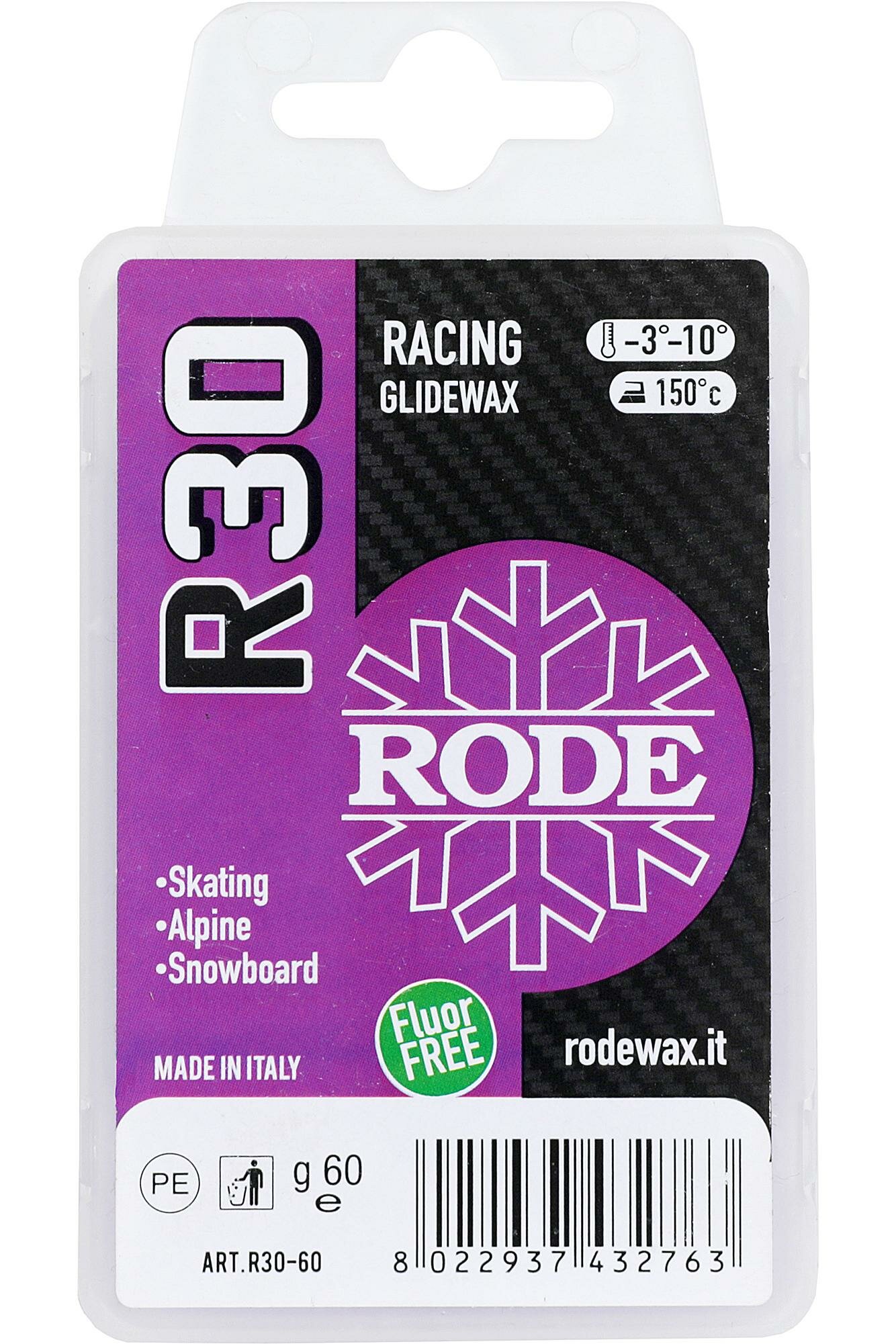 Безфтористый парафин скольжения твердый RODE Racing Glider Violet -3.-10°C, 60g