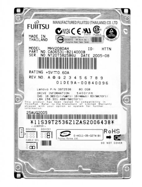 Жесткий диск Fujitsu MHV2080AH 80Gb 5400 IDE 2,5" HDD