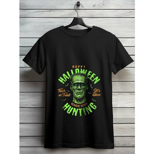 фото Футболка hypnotica футболка унисекс черная из хлопка с dtf принтом хеллоуин зомби ( кости, helloween, конфеты, хоррор) - 8426, размер 3xl, черный