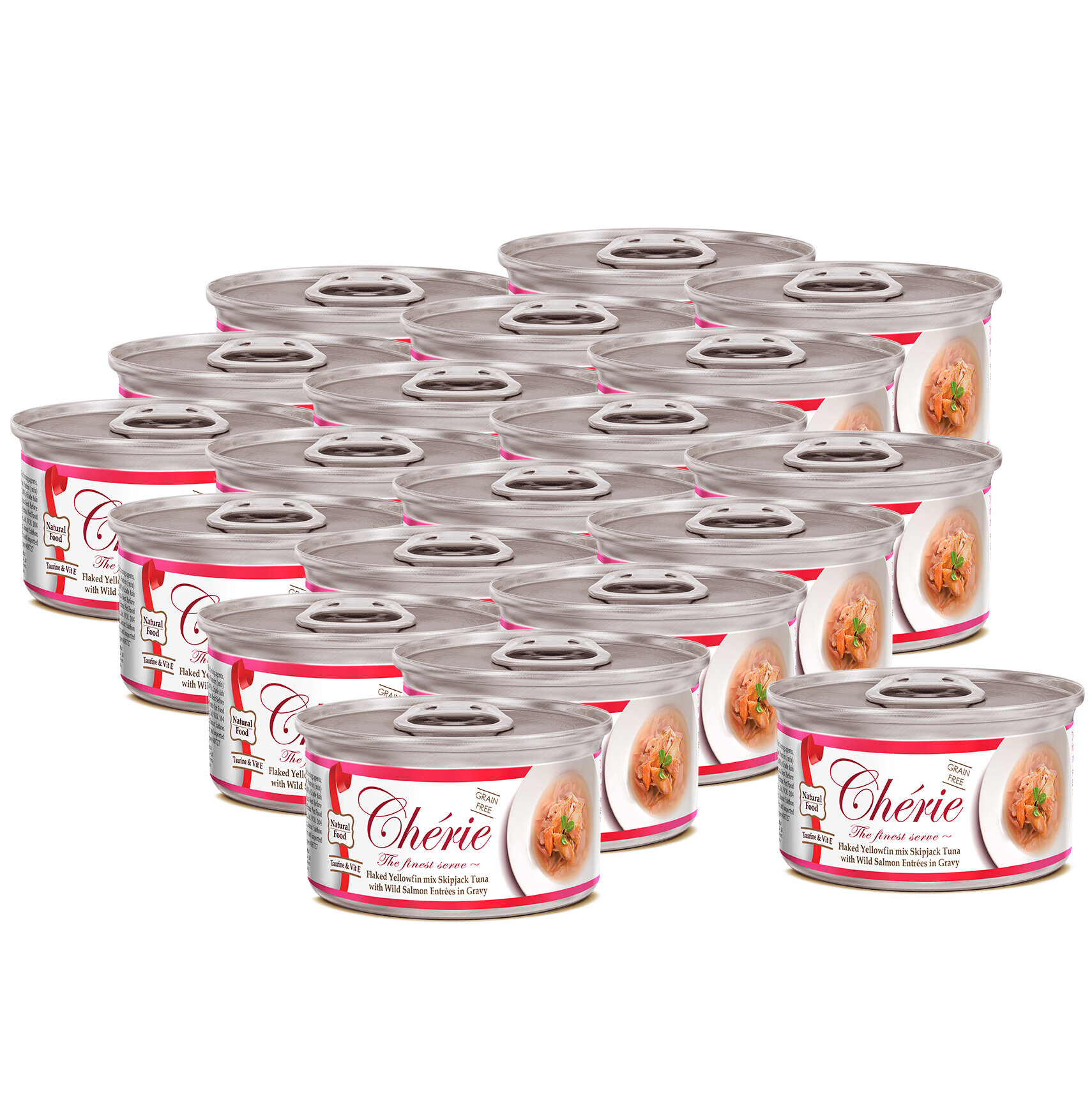 Pettric Cherie Flaked Yellowfin Mix влажный корм для кошек с тунцом и лососем в подливе - 80 г x 20 шт.