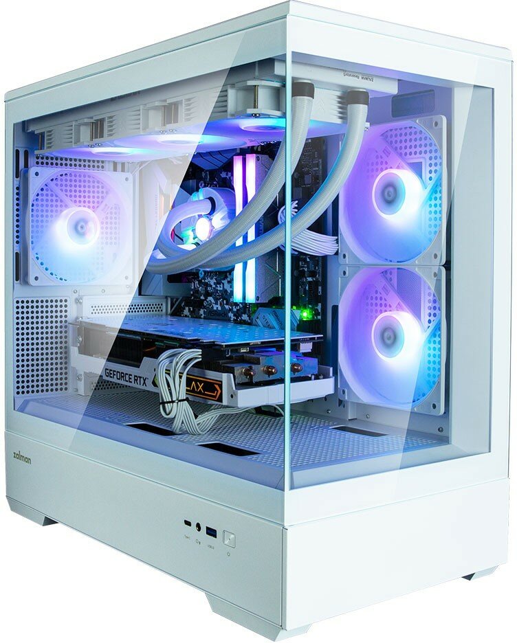 Корпус mATX Zalman белый, без БП, боковая и фронатльная панели из закаленного стекла, USB Type-C, 2*USB 3.0, audio - фото №4