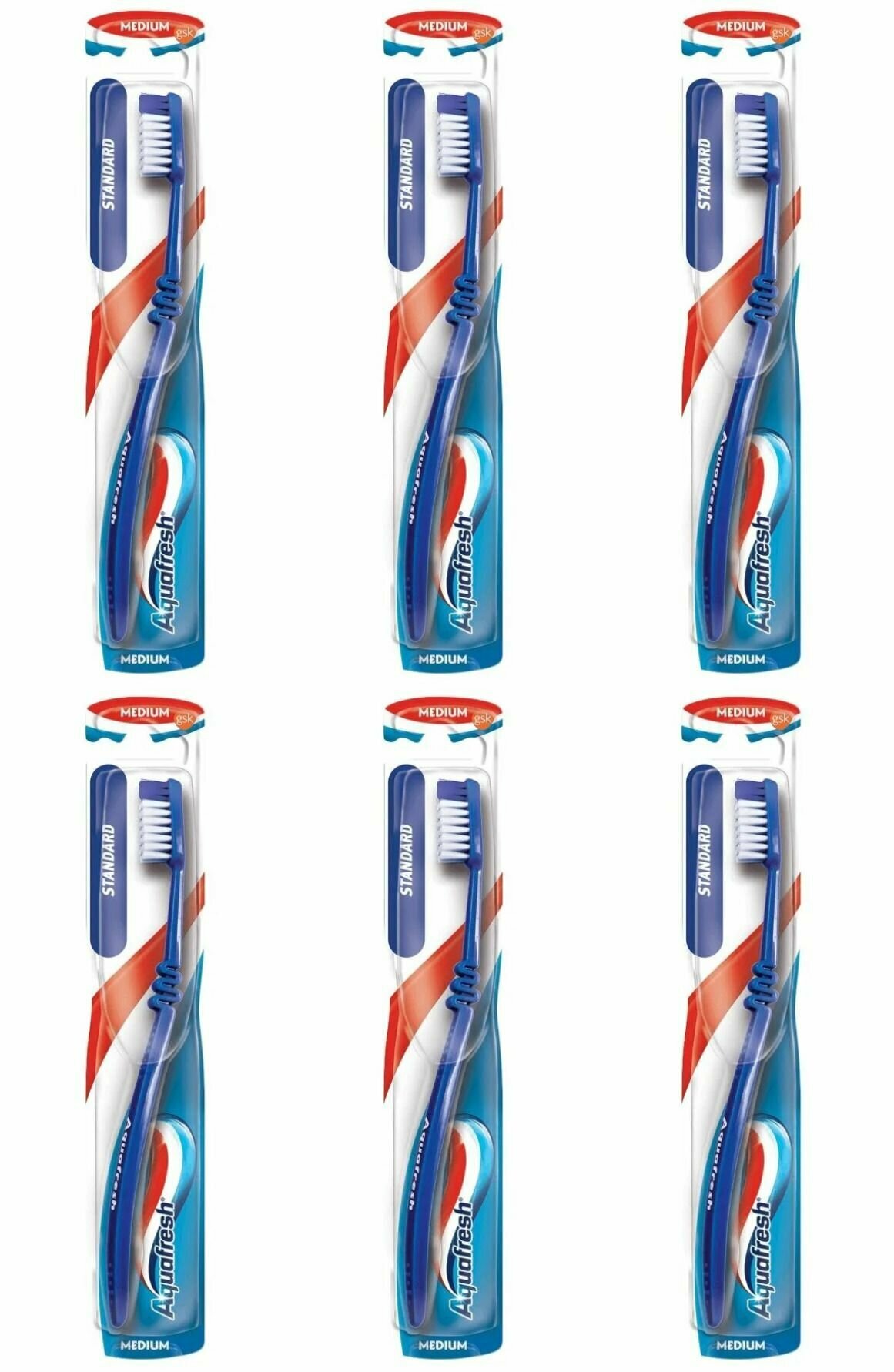 Aquafresh Зубная щетка Family Standart Medium, 6 шт