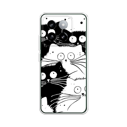 Силиконовый чехол на Xiaomi 14 / Сяоми 14 Коты черно-белые