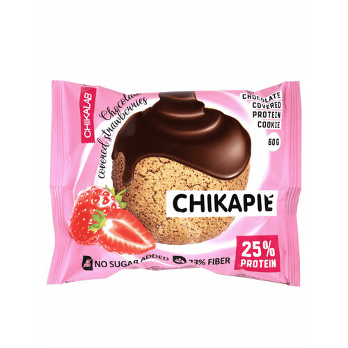 фото Протеиновый батончик chikalab chikapie 60 г, клубника в шоколаде