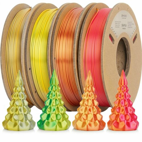 Набор из 4 катушек 0.25 кг пластика PLA Silk Dual Color 1,75 мм (Eryone) разных цветов - Тип 1 pla silk copper 1 75 мм 1 кг eryone медь