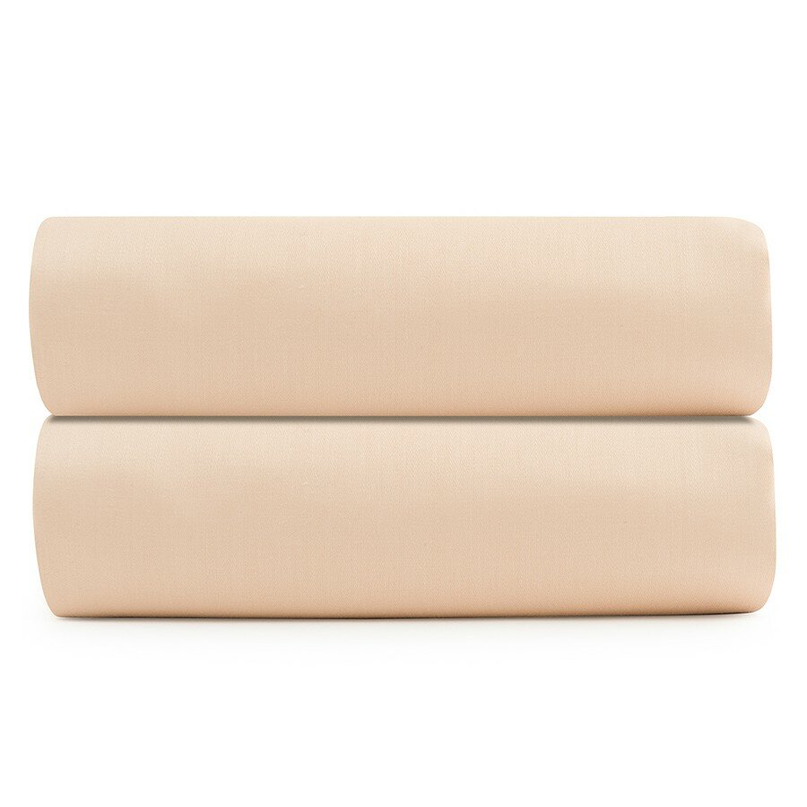 Простыня на резинке 200 x 200 см Tkano Essential из сатина бежево-розовый - фото №3