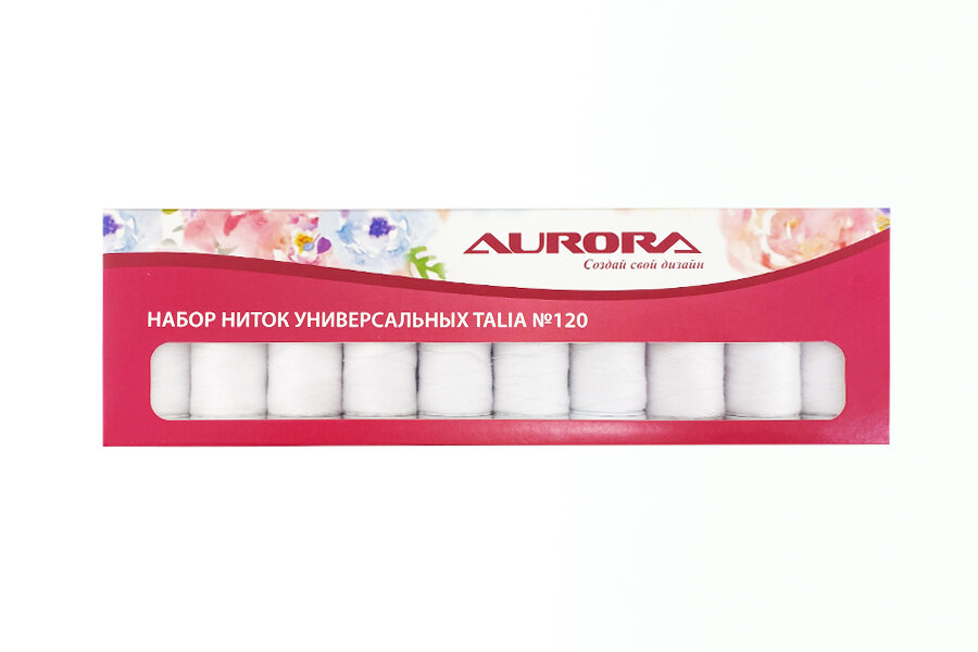 AURORA AU-2618 Набор ниток универсальных Talia №120, белые