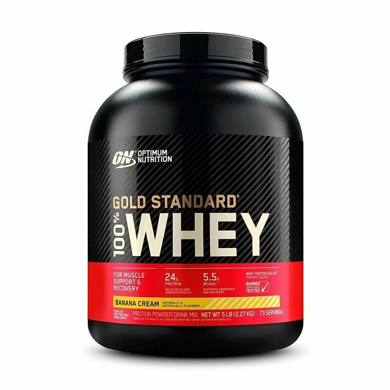 Протеин сывороточный для набора мышечной массы Optimum Nutrition 100% Whey Gold Standard, вкус банановый крем