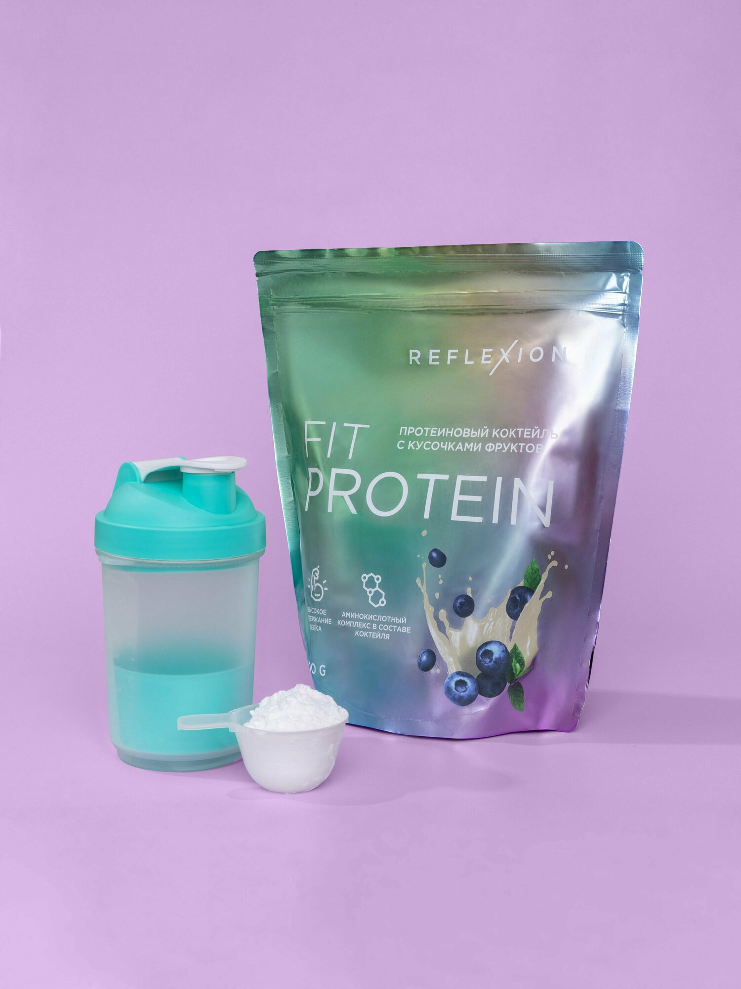 Протеин сывороточный Reflexion Fit Protein 22 грамма белка 700 г 23 порции вкус голубика (белковый коктейль, whey protein)