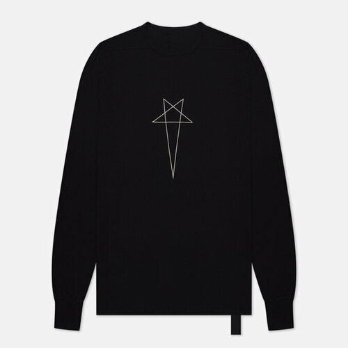 Лонгслив Rick Owens luxor level t pentagram logo, хлопок, размер xxl, черный