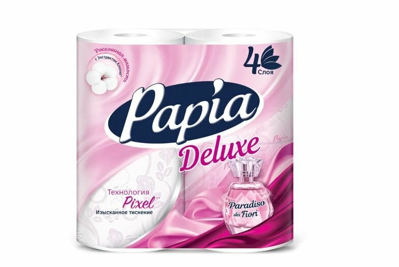 Papia Туалетная бумага Deluxe Paradiso Fiori, 4 слоя, 4 шт