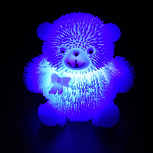 Светящиеся сжимаемые игрушки-фиджеты, кавайные животные, мягкое рельефное сияние, мигающий воздушный медведь, сквидер, сенсорная игрушка синий