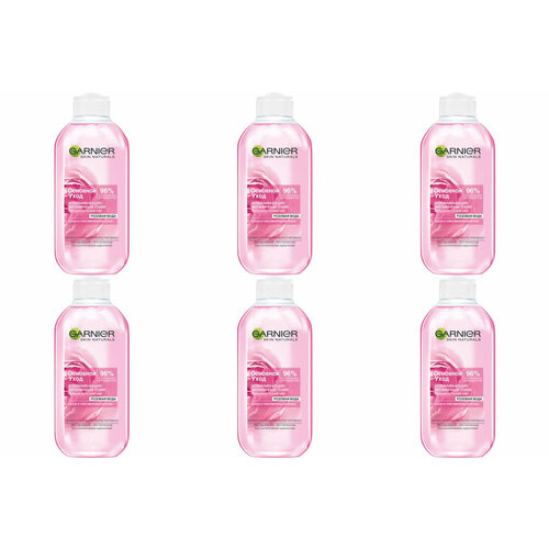 Garnier Тоник успокаивающий Основной уход Розовая вода, 200 мл, 6 шт garnier очищающий гель крем для лица основной уход розовая вода для сухой и чувствительной кожи 200 мл