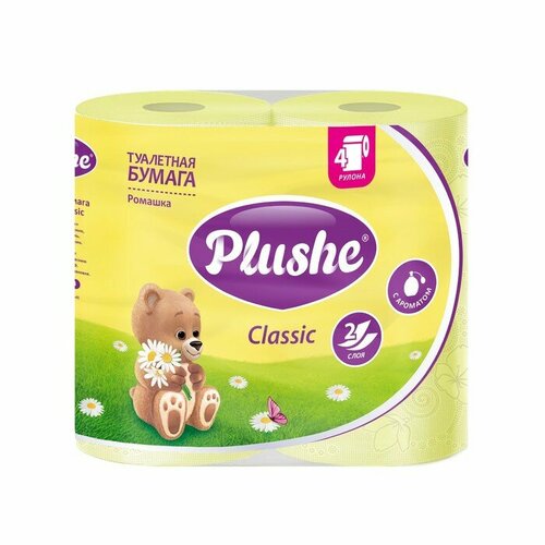 Plushe Туалетная бумага Plushe Classic «Ромашка» , 2 слоя, 4 рулона