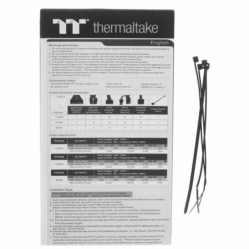 Блок питания Thermaltake PS-TPD-1050F3FAPE-1 1050W, active PFC, fully modular, 80 Plus Platinum, 140mm fan RTL - фото №19