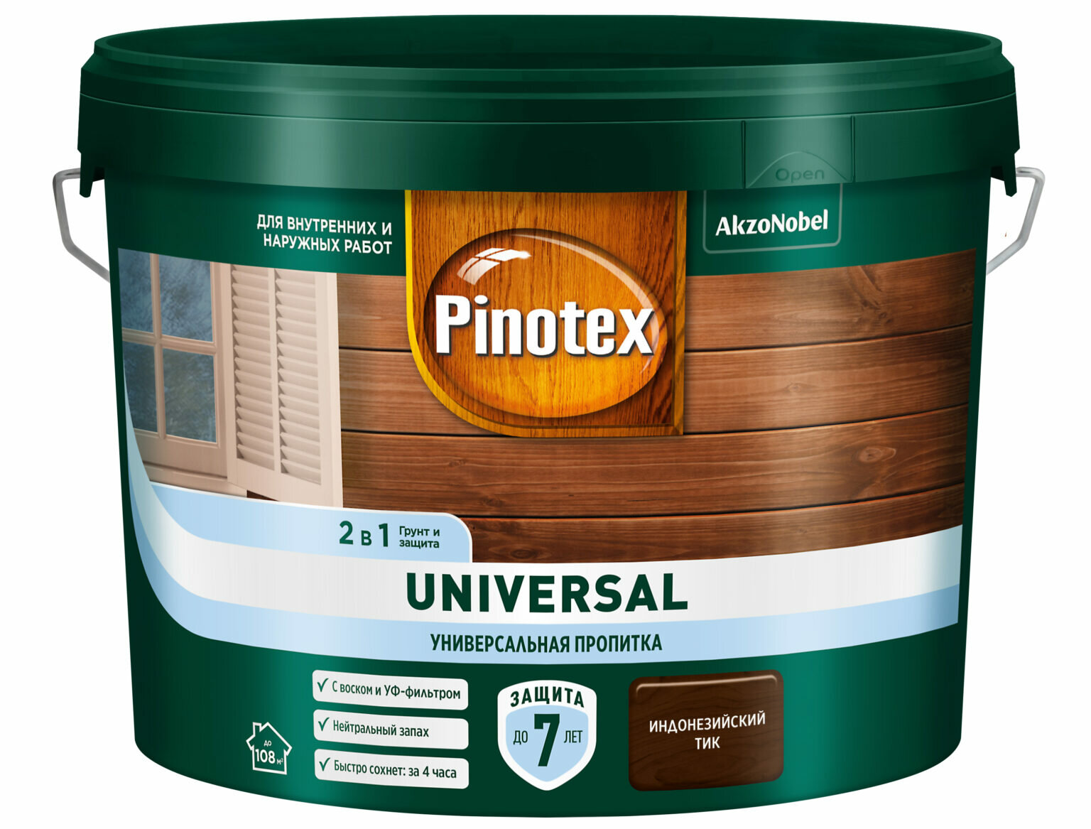 PINOTEX Universal 2в1 Индонезийский тик 9 л