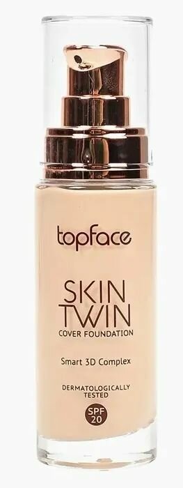 Topface Тональный крем 3D эффект Skin Twin Cover Foundation, тон 02 светло-бежевый