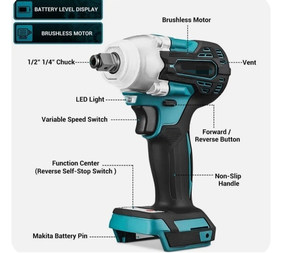 Гайковёрт ударный безщёточный Drillpro без аккумулятора