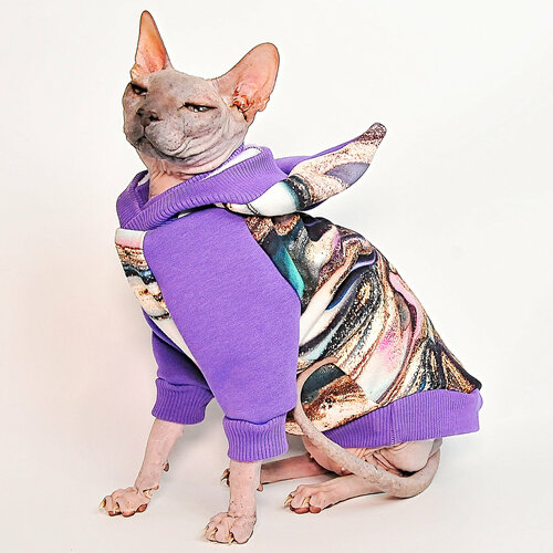 Тёплая толстовка для кошек Элегантный Кот, Аметистовый Флюид , размер XL