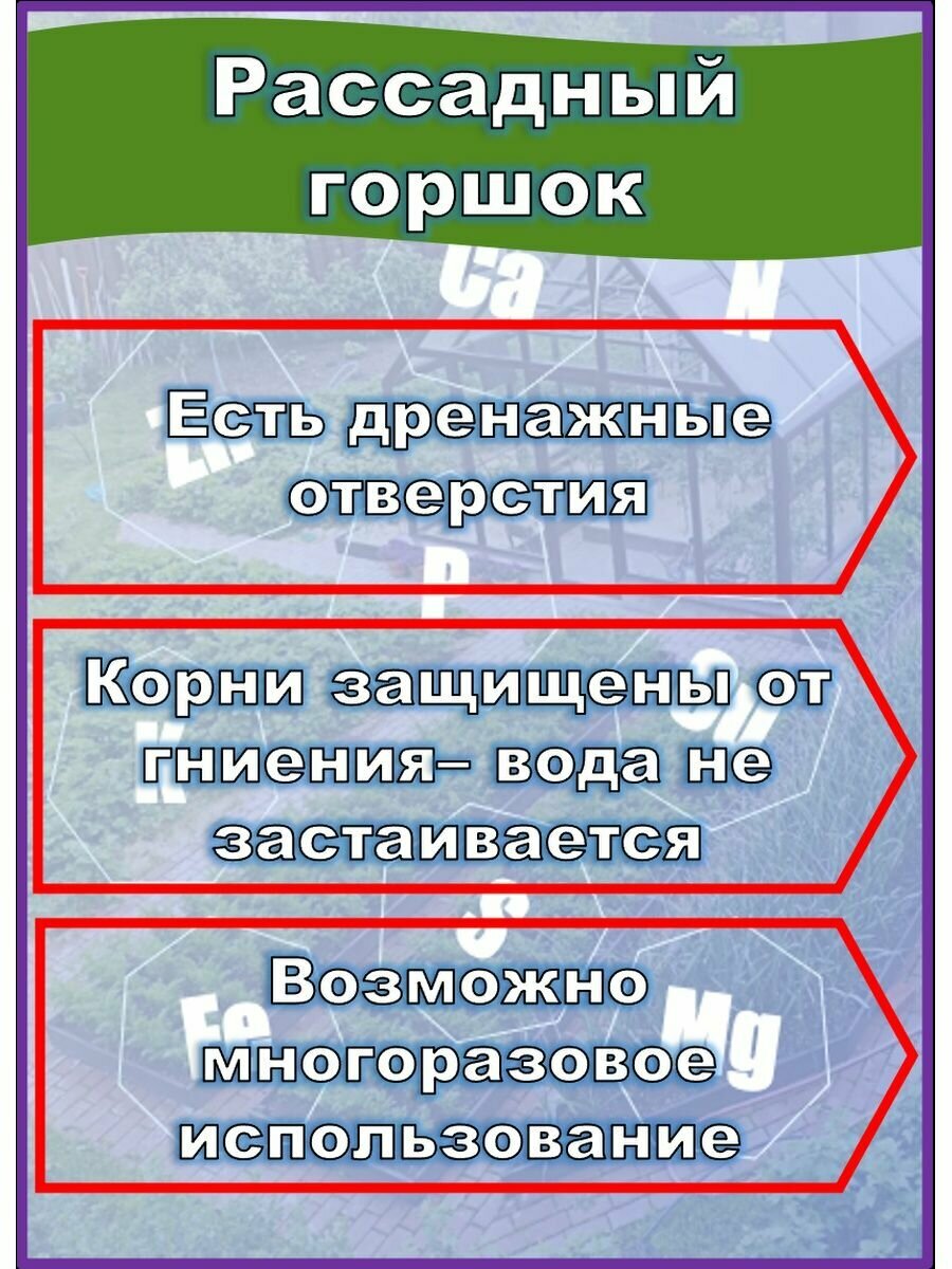 Горшок для рассады квадратный, пластиковый, объём - 0,23 литра, 50шт. - фотография № 3