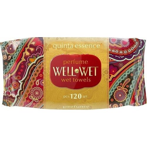 Парфюмерные влажные салфетки Well & Wet с клапаном 120 шт/480 гр